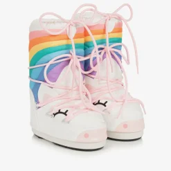 Moon Boot Girls White Unicorn Rainbow Snow Boots Discount