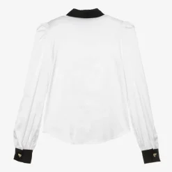 Moschino Kid-Teen Girls White Viscose Satin Blouse New