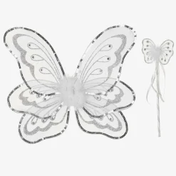 Dress Up by Design Girls White Wings & Wand Dressing-Up Set Clearance