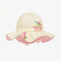 Phi Clothing Girls Yellow Cotton Floral Sun Hat New