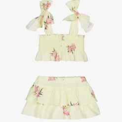 Phi Clothing Girls Yellow Cotton Skort Set Sale