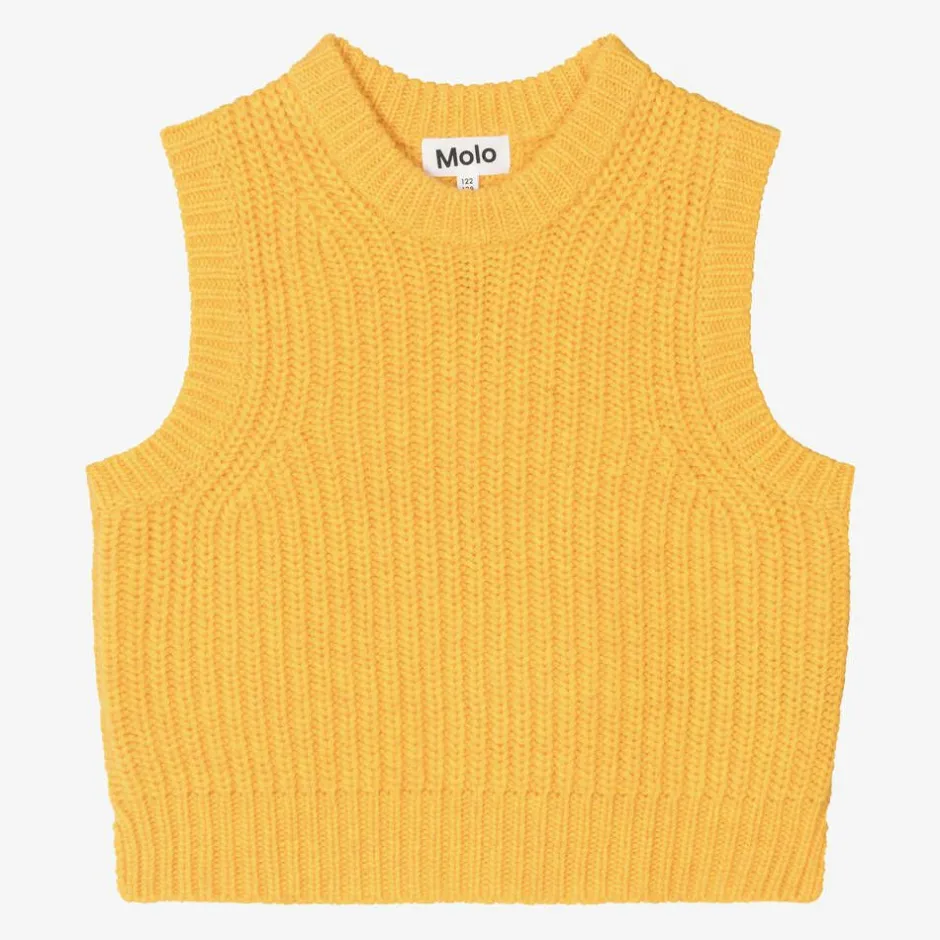 Molo Girls Yellow Knitted Wool Slipover Brilliance Hot