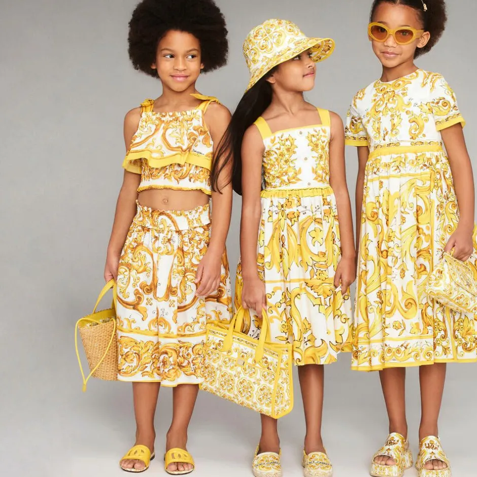 Dolce amp; Gabbana Girls Yellow Majolica Cotton Blouse Hot