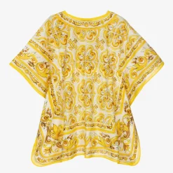 Dolce amp; Gabbana Girls Yellow Majolica Print Kaftan Discount