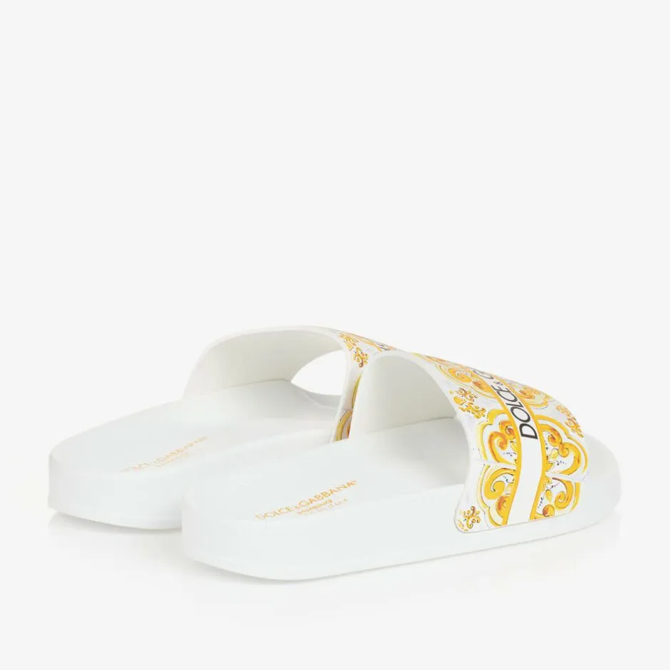 Dolce amp; Gabbana Girls Yellow Majolica Sliders Clearance