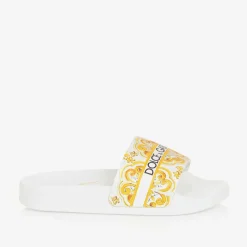 Dolce amp; Gabbana Girls Yellow Majolica Sliders Clearance