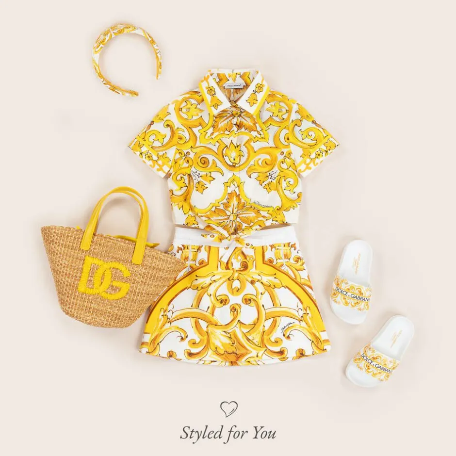 Dolce amp; Gabbana Girls Yellow Majolica Sliders Clearance