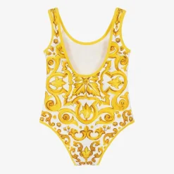 Dolce amp; Gabbana Girls Yellow Majolica Swimsuit Discount