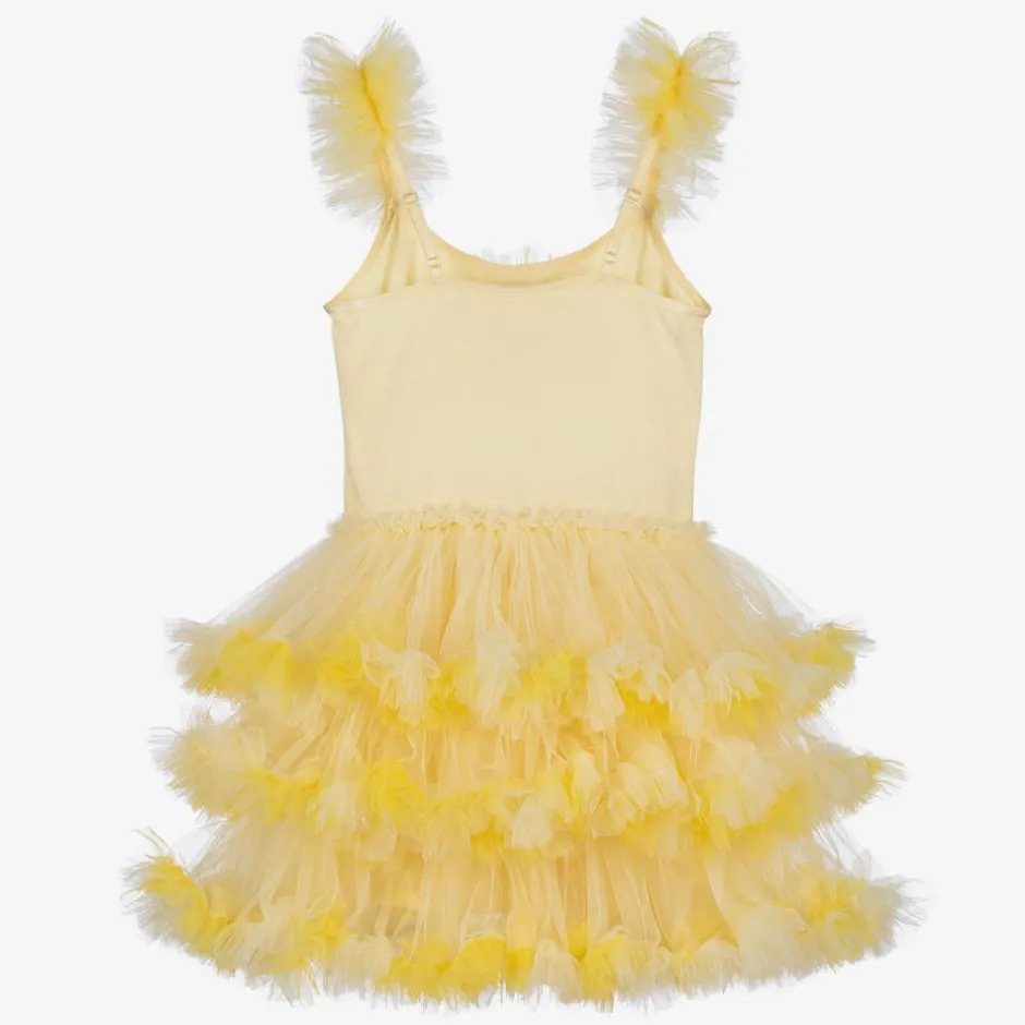 Tutu du Monde Girls Yellow Smiling Face Tulle Dress Clearance