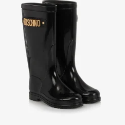 Moschino Glossy Black Rain Boots Hot