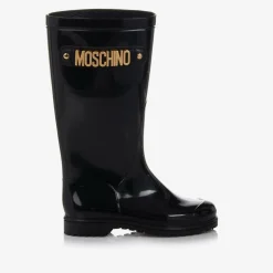 Moschino Glossy Black Rain Boots Hot