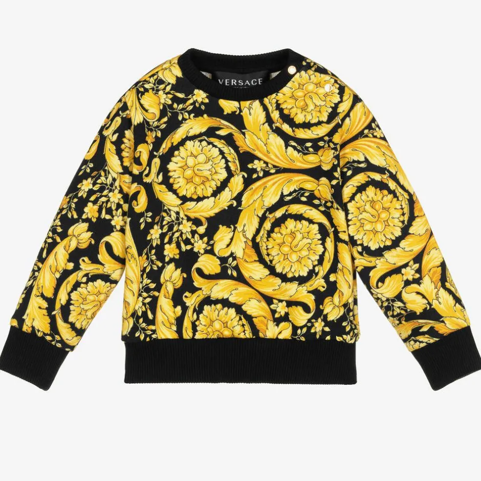 Versace Gold Barocco Baby Sweater New