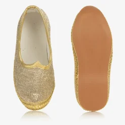 Caramelo Kids Gold Brocade Pumps New