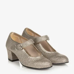 Childrens Classics Gold Glitter Heeled Shoes Best