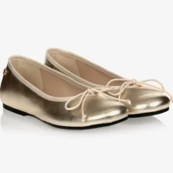 Manuela de Juan Gold Leather Ballerina Flats Sale