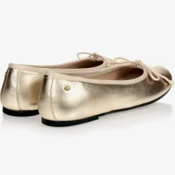 Manuela de Juan Gold Leather Ballerina Flats Sale