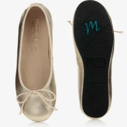 Manuela de Juan Gold Leather Ballerina Flats Sale