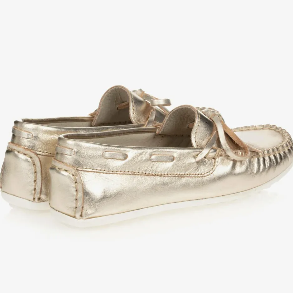 Childrens Classics Gold Leather Loafers