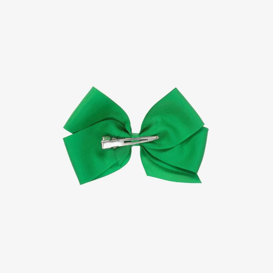 Peach Ribbons Green Bow Hair Clip (12cm) Sale