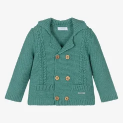 Foque Green Cotton & Wool Knitted Cardigan Outlet