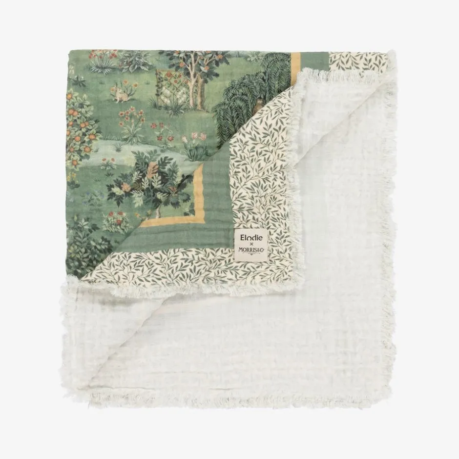 Elodie Green Cotton Muslin William Morris Blanket (100cm) Hot