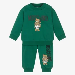 Moschino Baby Green Cotton Teddy Bear Tracksuit Online
