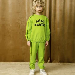 Mini Rodini Green Organic Cotton Cats Joggers Discount