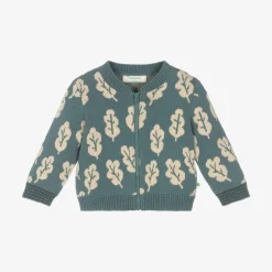 The Bonniemob Green Organic Cotton Knit Leaf Cardigan Online