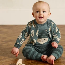 The Bonniemob Green Organic Cotton Knit Leaf Cardigan Online