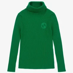 Gucci Green Ribbed Wool Roll Neck Sweater Online