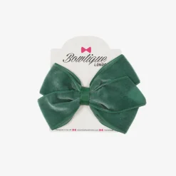Bowtique London Green Velvet Bow Hair Clip (11cm) Forestgreen