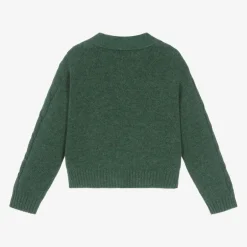 Il Gufo Green Wool Cable Knit Cardigan