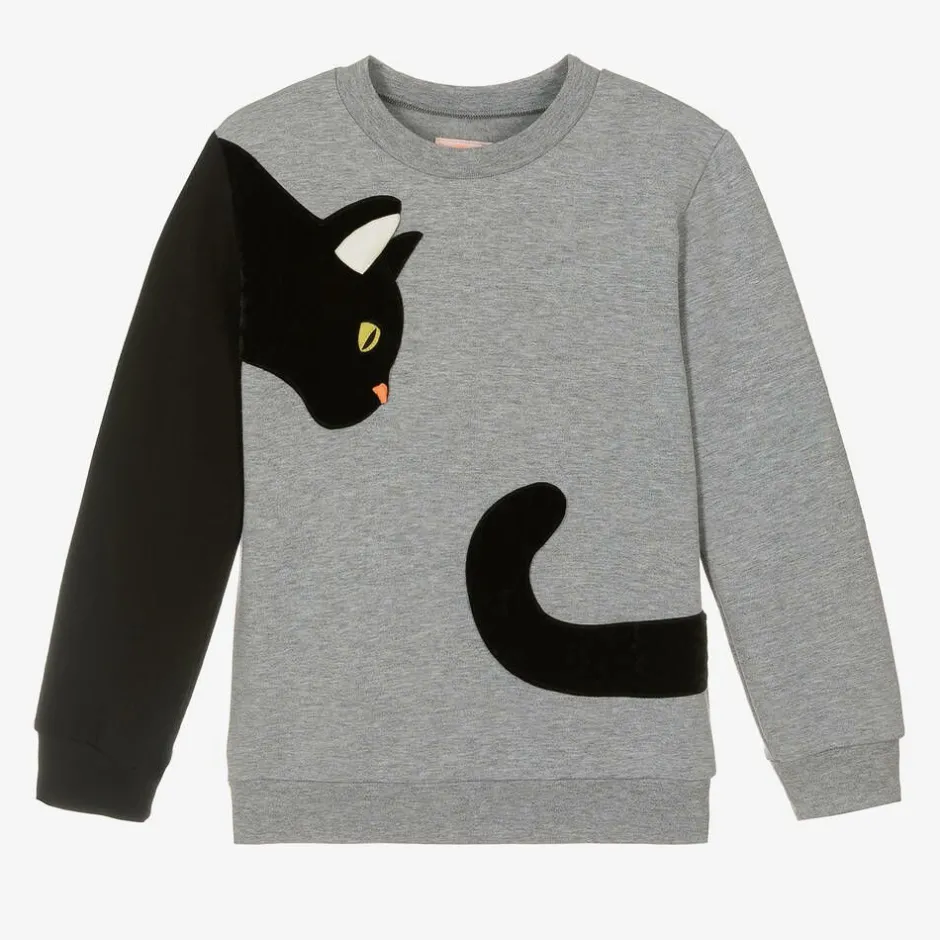 Wauw Capow Grey & Black Cat Organic Cotton Sweatshirt Outlet
