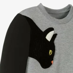 Wauw Capow Grey & Black Cat Organic Cotton Sweatshirt Outlet