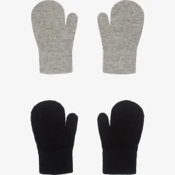CeLaVi Grey & Black Knitted Mittens (2 Pack) Clearance