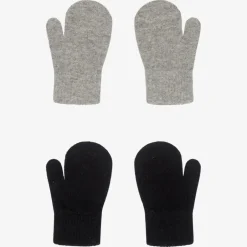 CeLaVi Grey & Black Knitted Mittens (2 Pack) Clearance