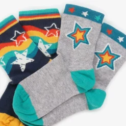 Frugi Grey & Blue Cotton Baby Socks (2 Pack) Clearance
