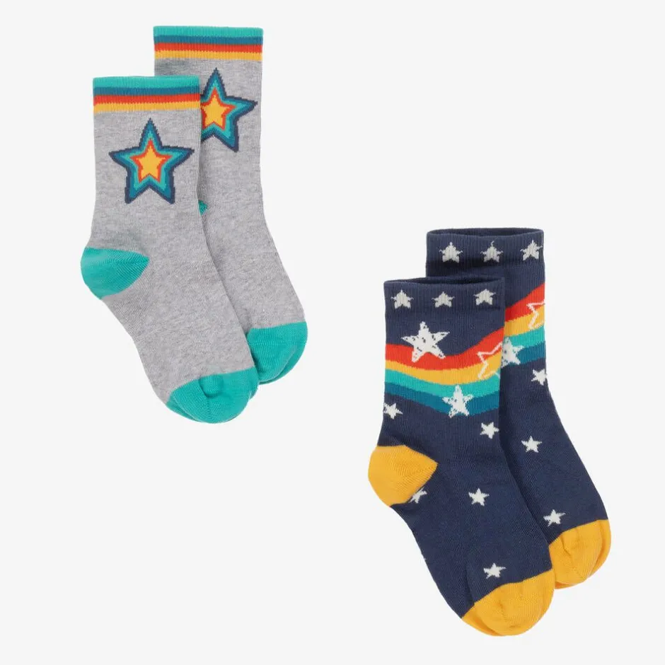 Frugi Grey & Blue Cotton Socks (2 Pack) Hot