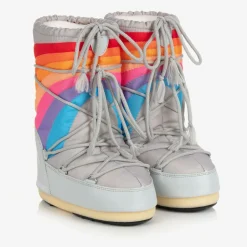 Moon Boot Grey & Rainbow Snow Boots Best