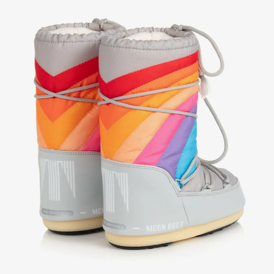 Moon Boot Grey & Rainbow Snow Boots Best