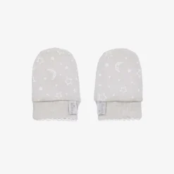 Kissy Kissy Grey Cotton Crescent Moonlight Scratch Mittens Best