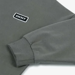 DKNY Grey Cotton Embroidered Hoodie Outlet