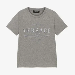Versace Grey Cotton Logo T-Shirt