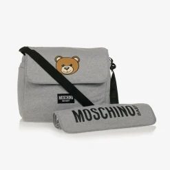Moschino Baby Grey Cotton Teddy Bear Changing Bag (49cm) Outlet