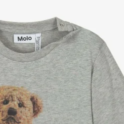 Molo Grey Cotton Teddy Bear Top Discount