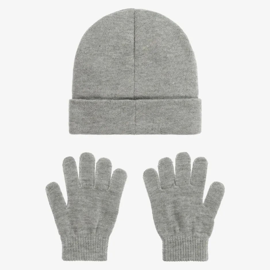 Levis Grey Hat & Gloves Set Online