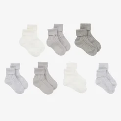 Story Loris Grey Knitted Baby Socks (7 Pack) Discount