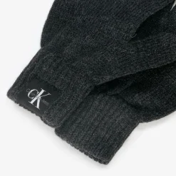 Calvin Klein Grey Knitted Monogram Logo Gloves Discount