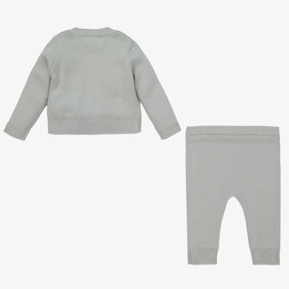 Beatrice amp; George Grey Knitted Wool & Cotton Trouser Set New