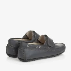Childrens Classics Grey Leather Moccasin Shoes Outlet